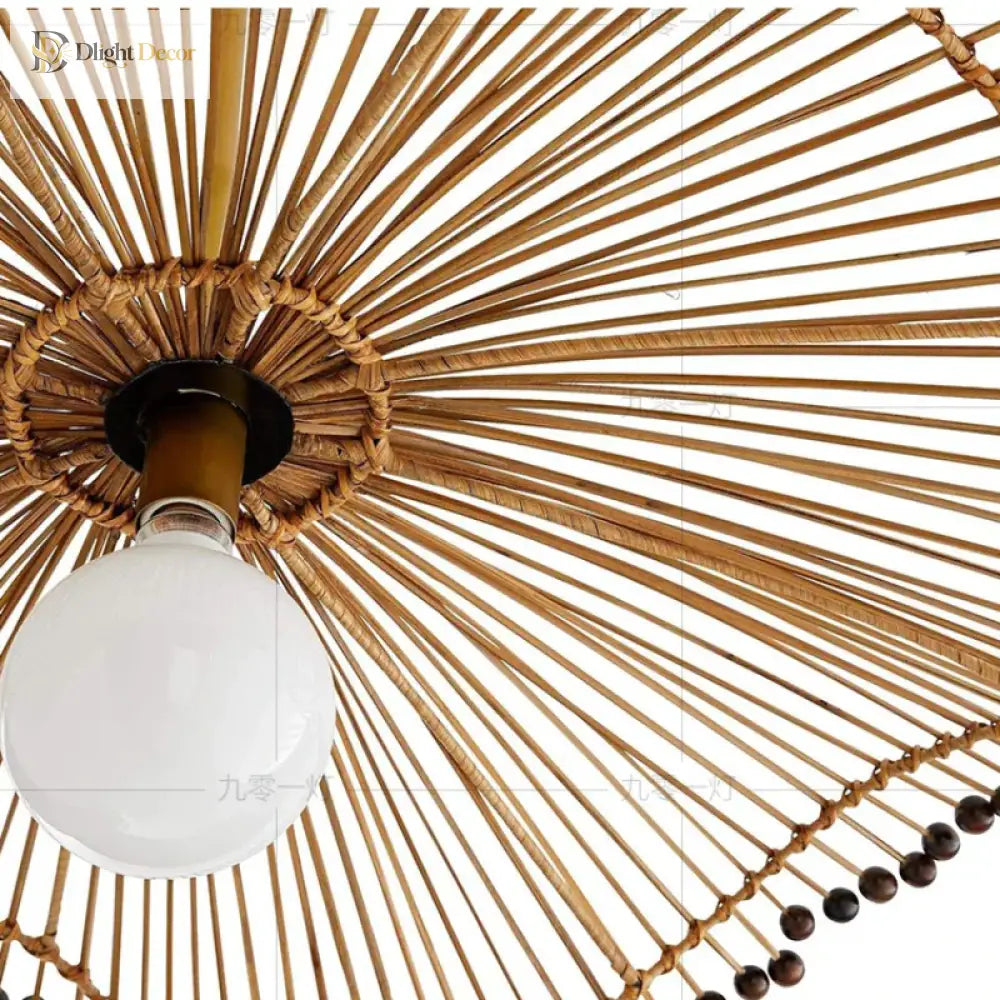 Japanese Bamboo Woven Pendant Lamp - Artistic Rattan Lighting Fixture For Restaurants Bedrooms And