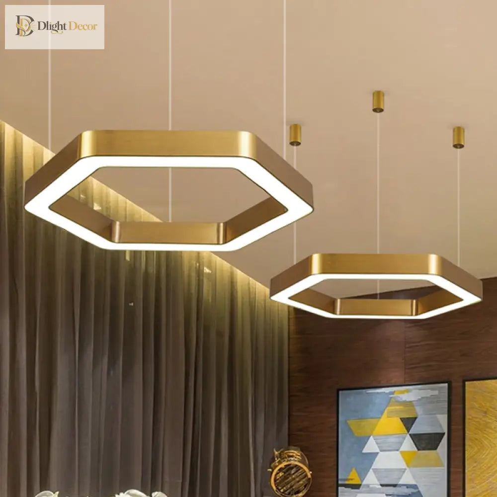 Jordyn Modern Gold Hexagon Pendant Light