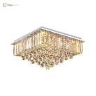 Journey Elegance Meets Sparkling Light: Crystal Square Flush Mount