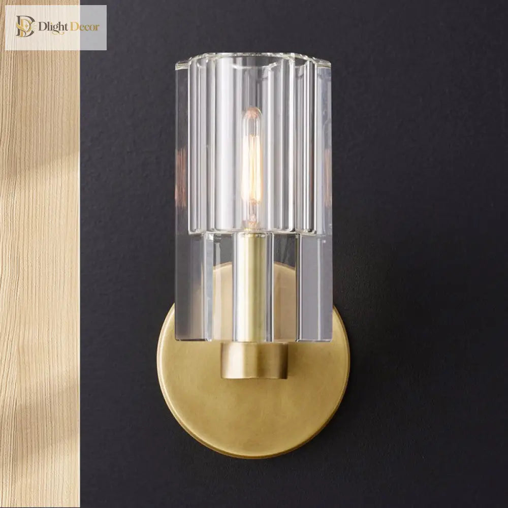 Juliet: Minimalist Brass Sconce With Clear Triangle Glass Shade