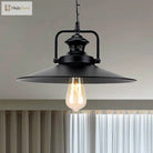 Juliette’s 10’/14’ Flared Metallic Pendant Light - Black Industrial Fixture For Lofts And