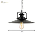 Juliette’s 10’/14’ Flared Metallic Pendant Light - Black Industrial Fixture For Lofts And