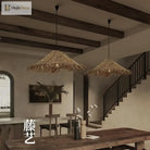 Wabi Sabi E27 Led Pendant Lights - Rattan Hanging Lamp For Dining Room Elegance