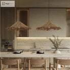 Wabi Sabi E27 Led Pendant Lights - Rattan Hanging Lamp For Dining Room Elegance
