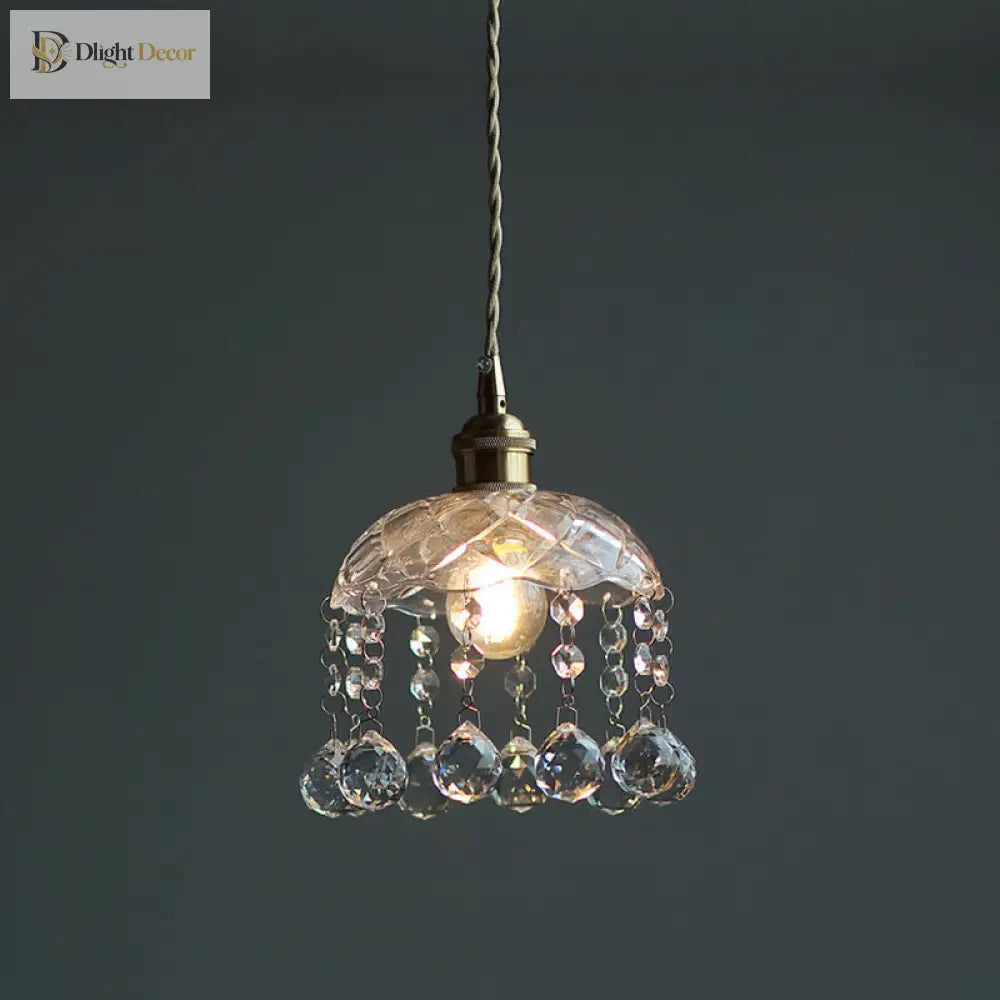 Katherine Enchanting Embrace: Brass And Crystal Mini Pendant Light