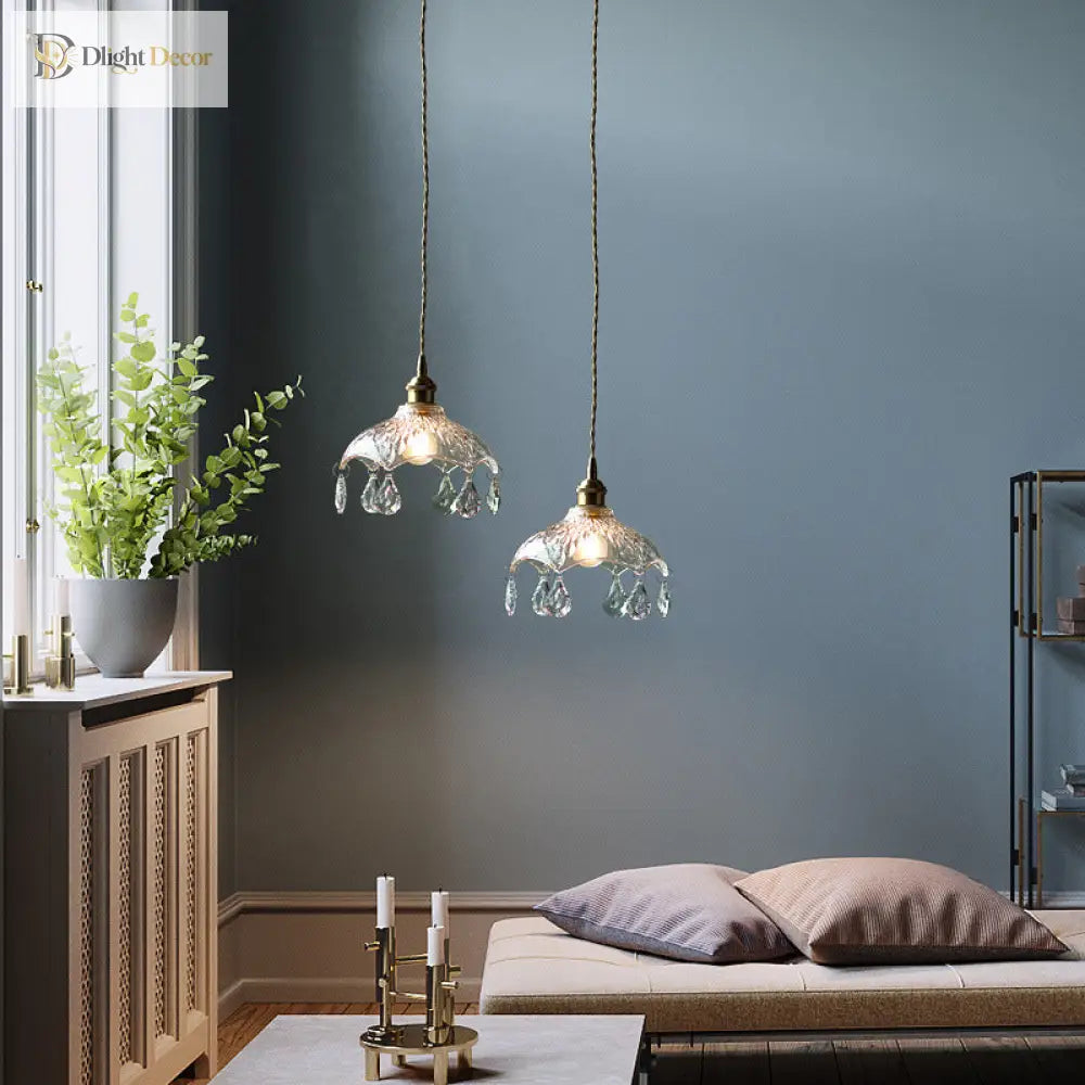 Katherine Enchanting Embrace: Brass And Crystal Mini Pendant Light