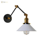 Kaylee Industrial Swing Arm Wall Lamp For Bedroom (Black/White & Brass)