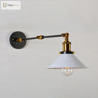 Kaylee Industrial Swing Arm Wall Lamp For Bedroom (Black/White & Brass)