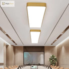 Kennedy Modern Led Flush Mount: Warm Wood And Minimalist Light For Your Office
