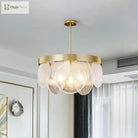 Khloe Postmodern Chandelier - Brass & Seeded Glass Delight