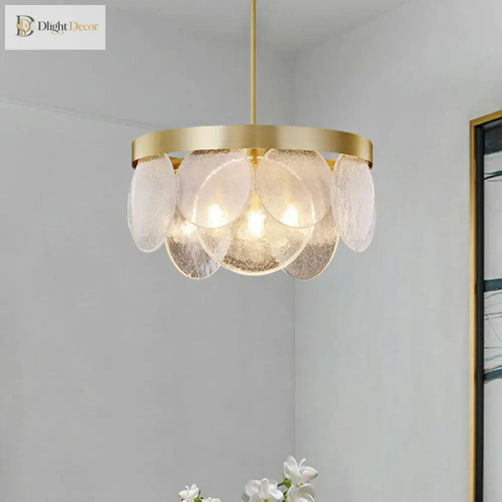 Khloe Postmodern Chandelier - Brass & Seeded Glass Delight