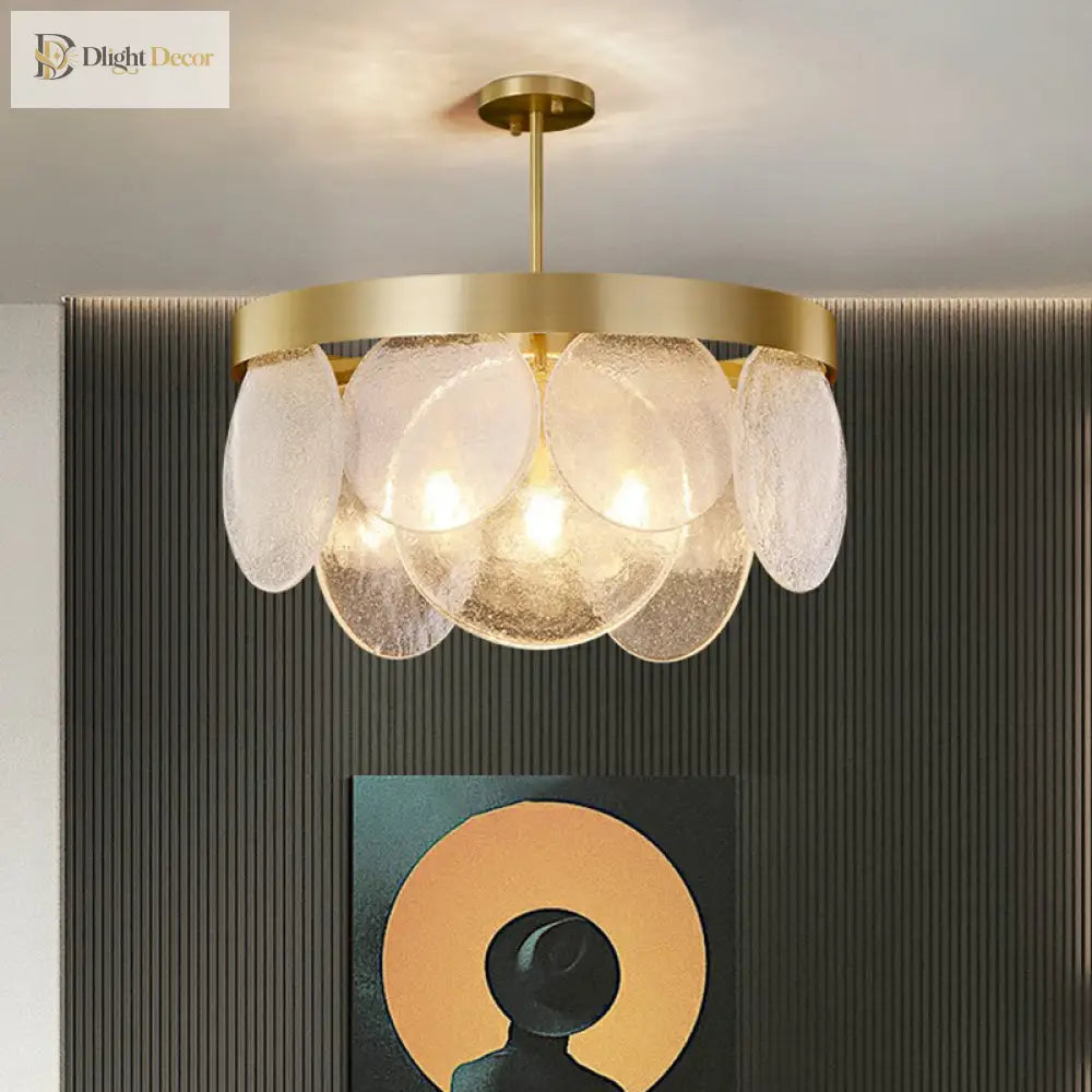 Khloe Postmodern Chandelier - Brass & Seeded Glass Delight