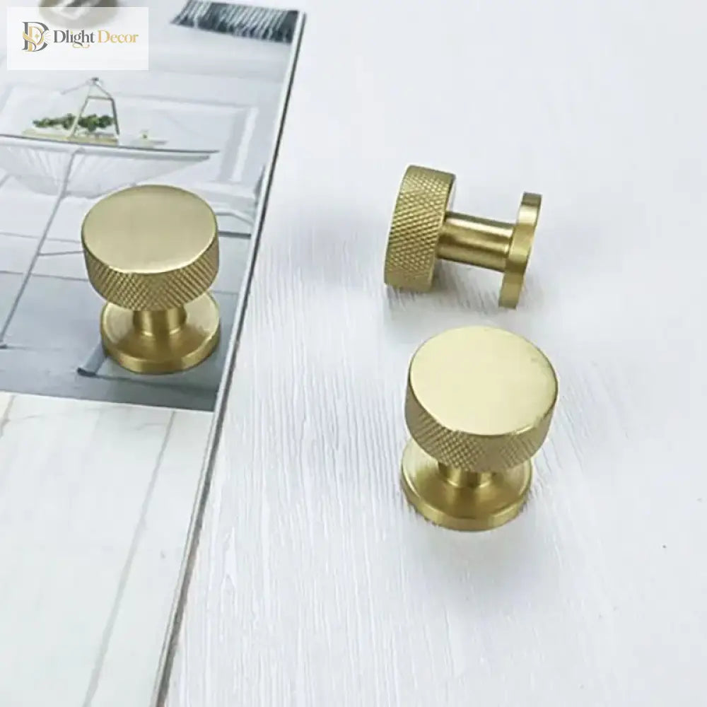 Knurled Brass Drawer Knobs – Textured Cabinet Handles and Furniture Pulls for Wardrobes 25x28mm knob