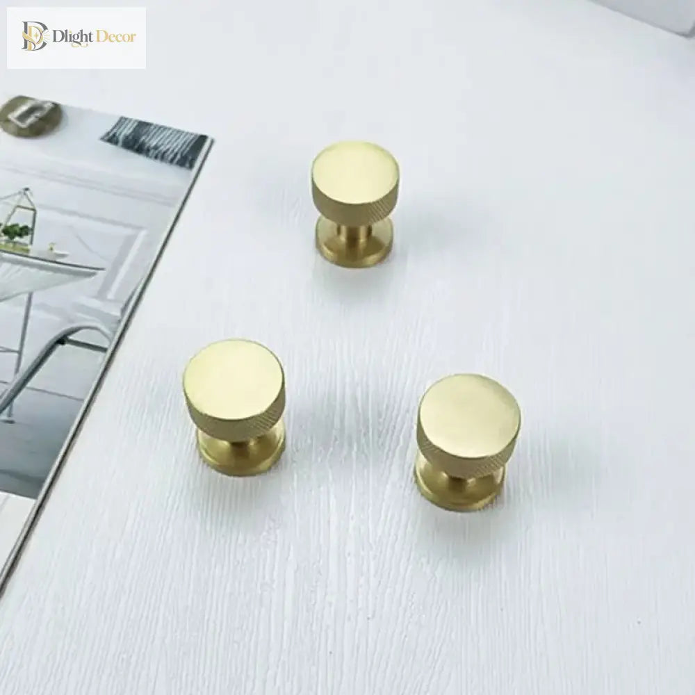 Knurled Brass Drawer Knobs – Textured Cabinet Handles and Furniture Pulls for Wardrobes 25x28mm knob
