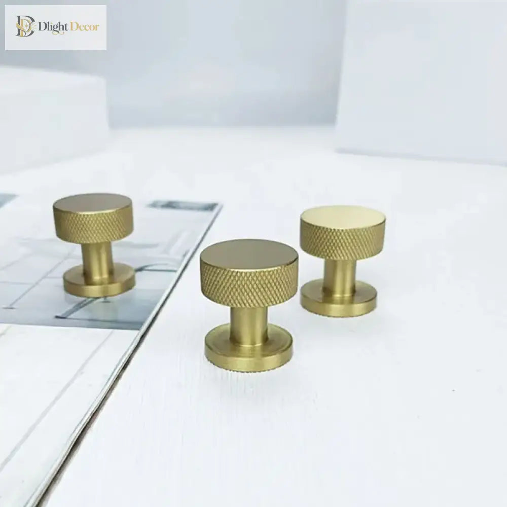 Knurled Brass Drawer Knobs – Textured Cabinet Handles and Furniture Pulls for Wardrobes 25x28mm knob