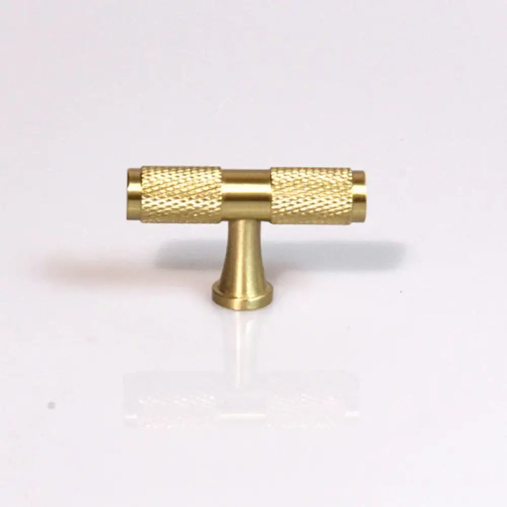 Knurled Brass T-Bar Handles – Modern Cabinet Knobs and Kitchen Cupboard Pulls L50mm 9002 knob