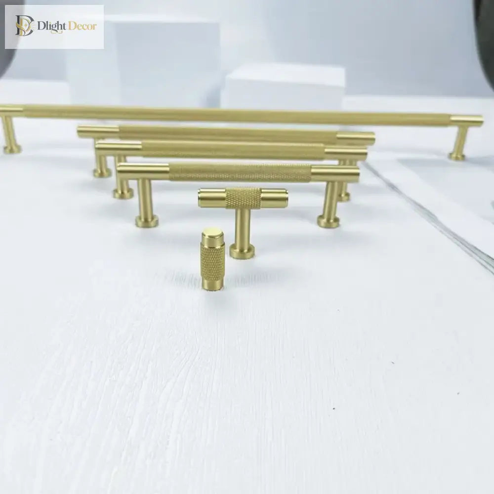Knurled Brass Wardrobe Handles – Modern Kitchen Cabinet and Drawer Pull Bar Handles Handles