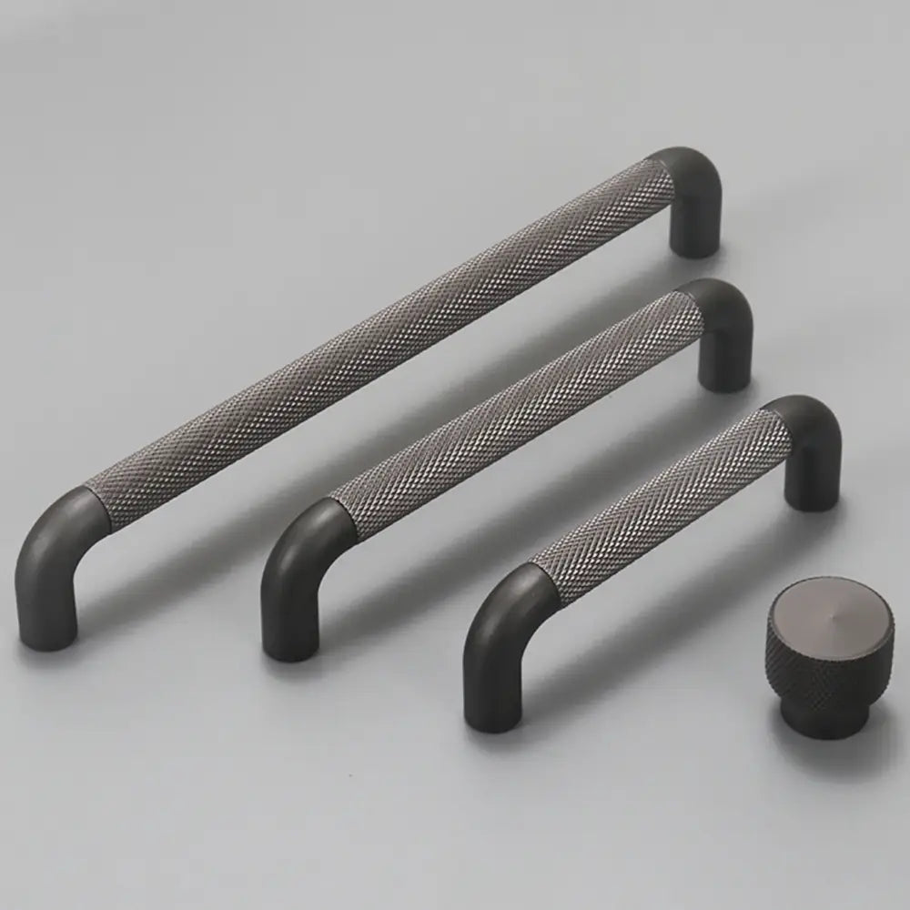 Knurled Brown Aluminum Alloy Handle – Textured European Cabinet and Wardrobe Pulls (320mm) Gray / 96mm / CHINA Handles