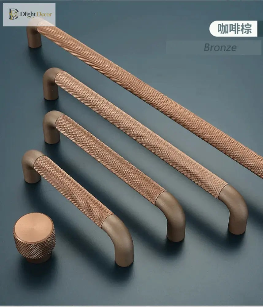 Knurled Brown Aluminum Alloy Handle – Textured European Cabinet and Wardrobe Pulls (320mm) Handles
