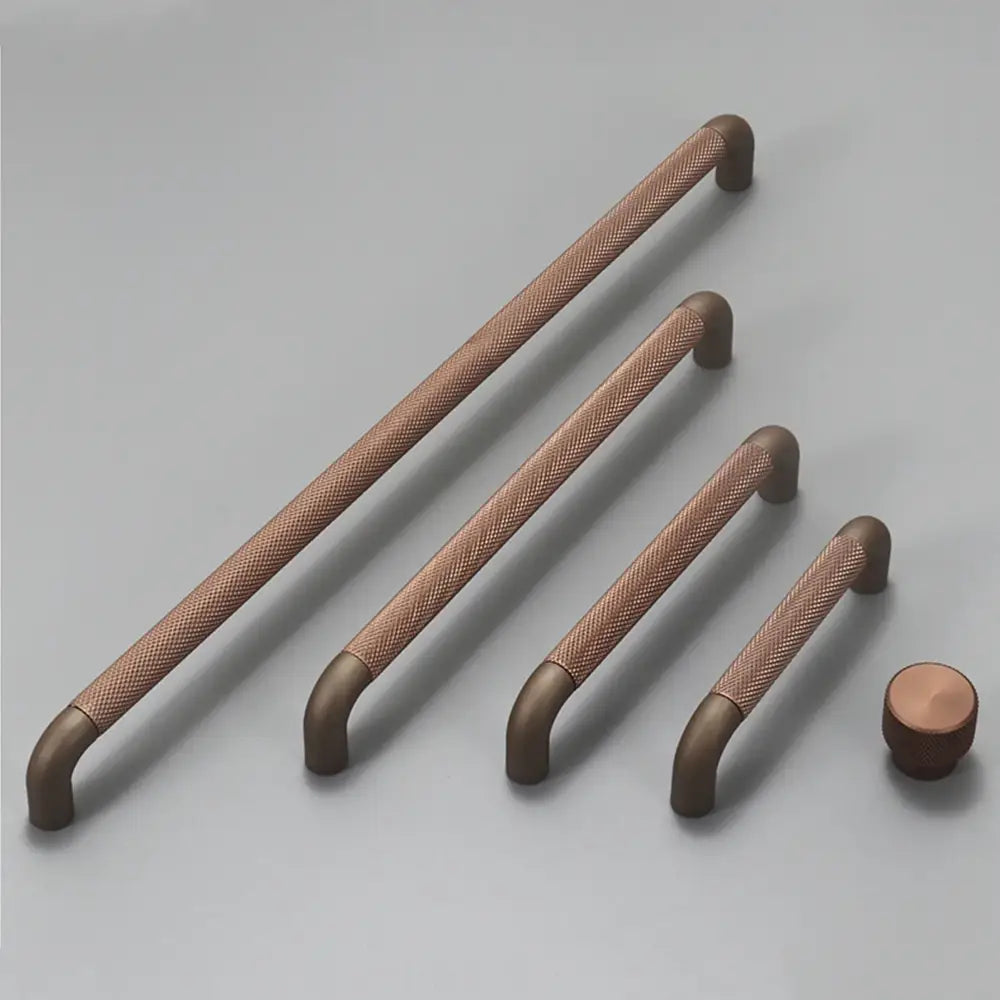 Knurled Brown Aluminum Alloy Handle – Textured European Cabinet and Wardrobe Pulls (320mm) Brown / knob / CHINA Handles