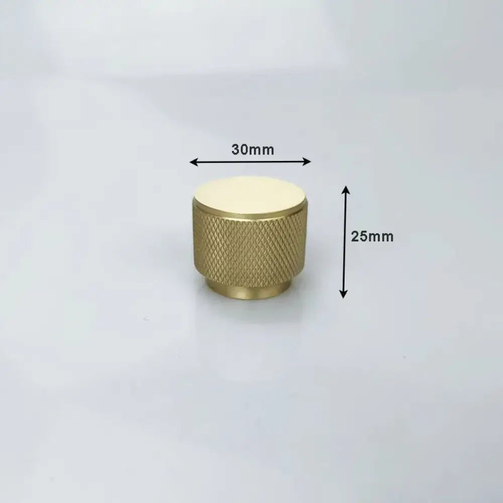 Knurled Gold Brass Cabinet Knobs – Drawer Knobs and Wardrobe Handles for Kitchen and Furniture 30x25mm Knob