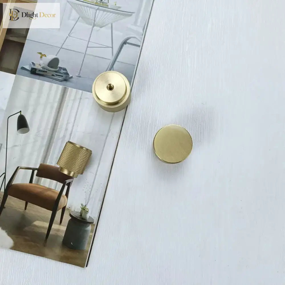 Knurled Gold Brass Cabinet Knobs – Drawer Knobs and Wardrobe Handles for Kitchen and Furniture Knob