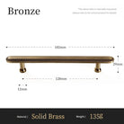 Bronze cabinet pull dimensions: 182mm length, 29mm height; solid brass 135g.