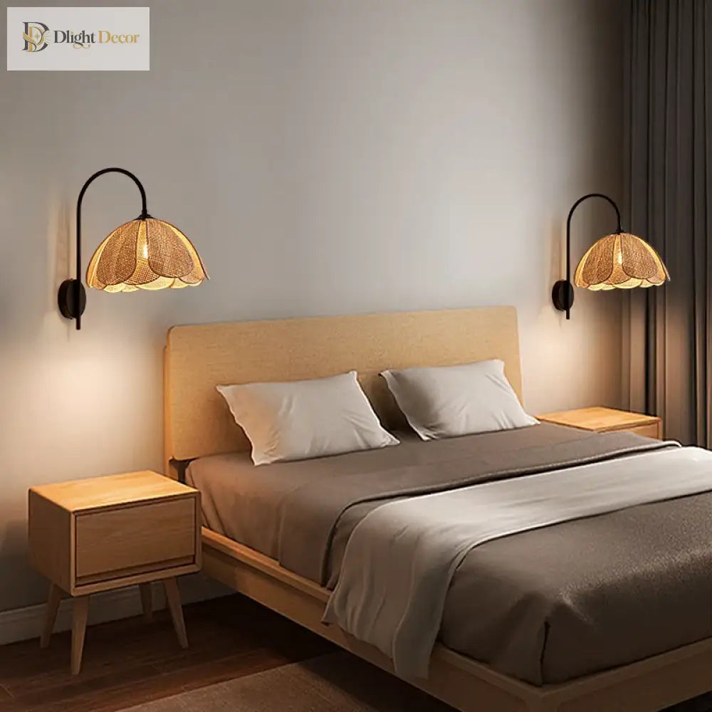 Korean Style Rattan Weaving Wall Lamp - Elegant Lighting For Foyers And Bedrooms Wall Lamp