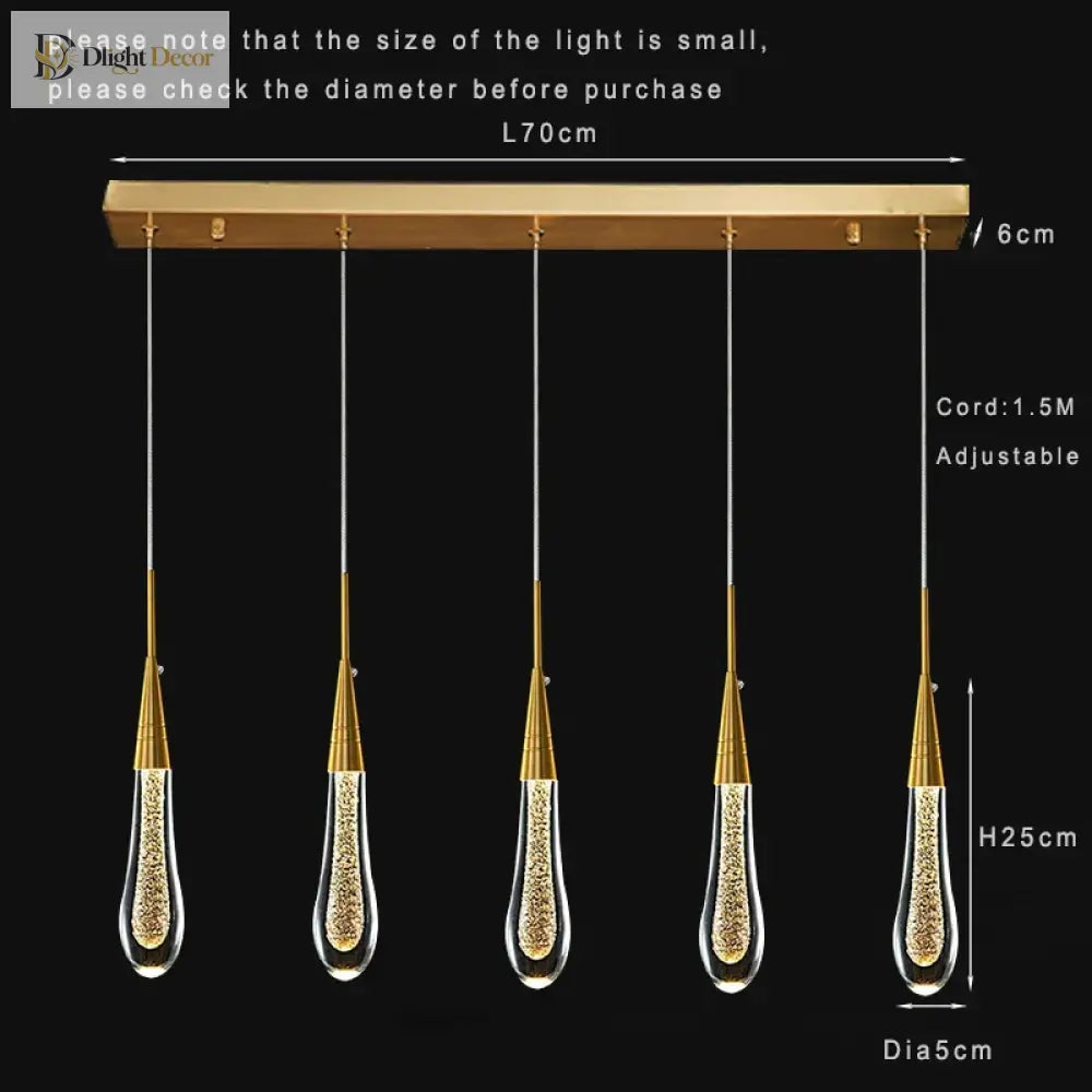 Lamp Led Chandelier - Modern Raindrop Crystal Pendant Light Fixtures In Gold For Kitchen Islands