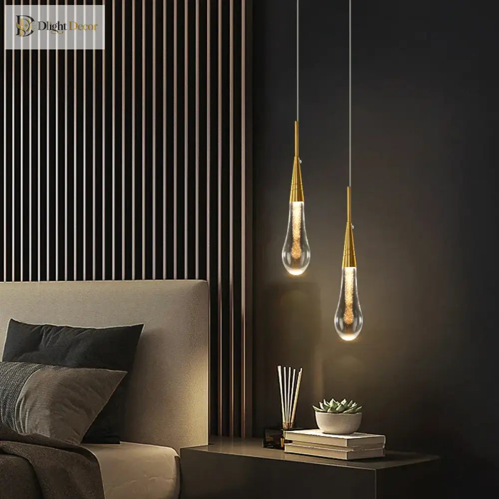 Lamp Led Chandelier - Modern Raindrop Crystal Pendant Light Fixtures In Gold For Kitchen Islands