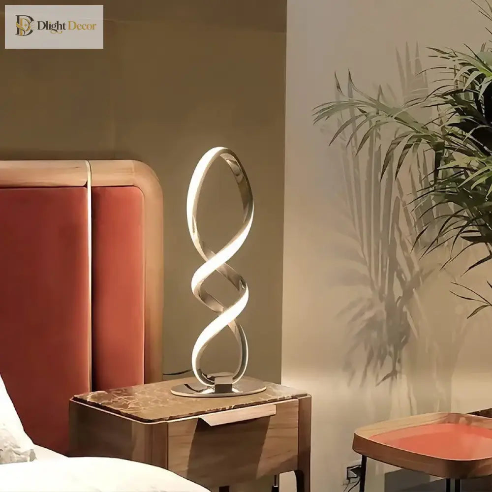 Modern Silver Led Table Lamp - Luxury Adjustable Brightness For Bedroom Study And Home Decoration