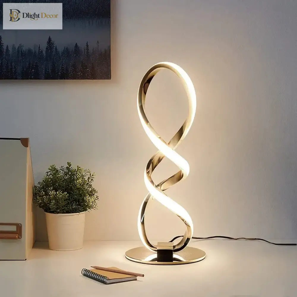 Modern Silver Led Table Lamp - Luxury Adjustable Brightness For Bedroom Study And Home Decoration