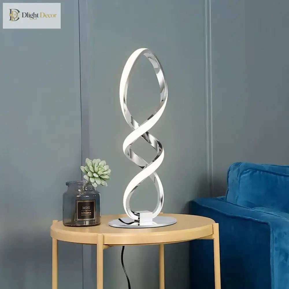 Modern Silver Led Table Lamp - Luxury Adjustable Brightness For Bedroom Study And Home Decoration