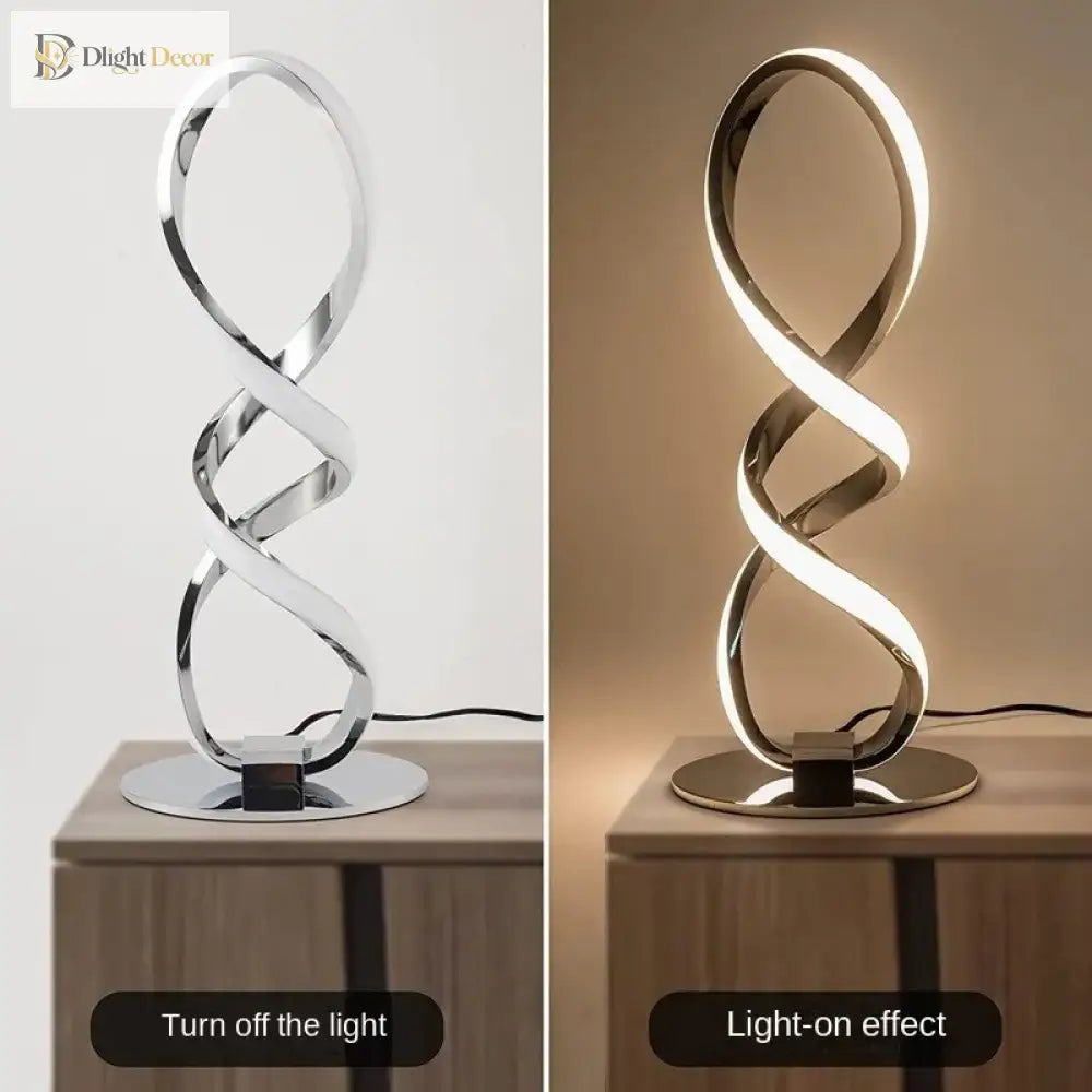 Modern Silver Led Table Lamp - Luxury Adjustable Brightness For Bedroom Study And Home Decoration