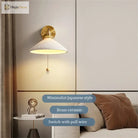Nordic Home Decoration Bedside Ceramic Wall Light - Led Fixture With Pull Switch For Living Room