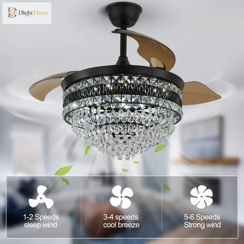 Modern Smart Ceiling Fan App Rc Adjustable 6 Level Speed Pendant Lighting Luminaire Bedroom 3 Heads