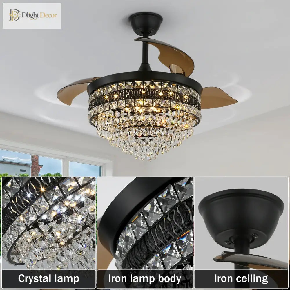 Modern Smart Ceiling Fan App Rc Adjustable 6 Level Speed Pendant Lighting Luminaire Bedroom 3 Heads