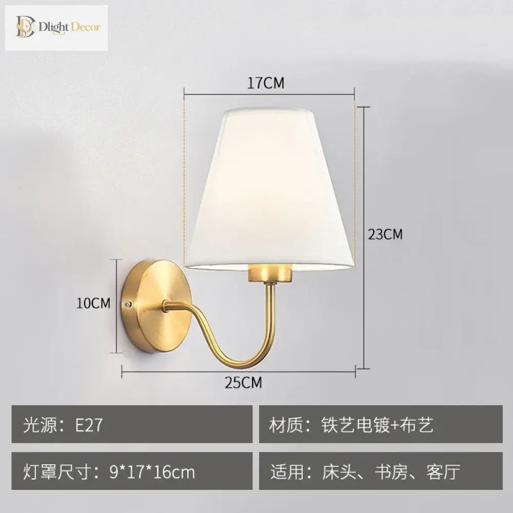American Fabric Wall Lamp - Led Sconces With Cloth Lampshade For Bedroom Living Room Staircases And
