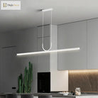 Contemporary Led Strip Pendant Lights - Stylish Black Chandelier For Living Dining Room And Kitchen