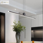 Contemporary Led Strip Pendant Lights - Stylish Black Chandelier For Living Dining Room And Kitchen