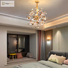 Contemporary Dandelion Led Chandelier - Fashionable Branch Design With Colorful Crystal Accents
