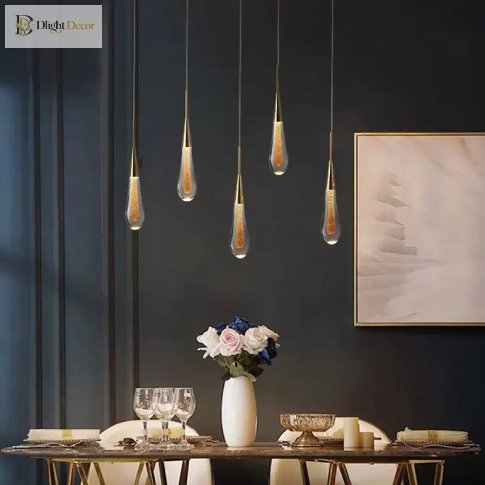 Modern Elegance Meets Brilliance: The Gold Led Waterdrop Pendant Light