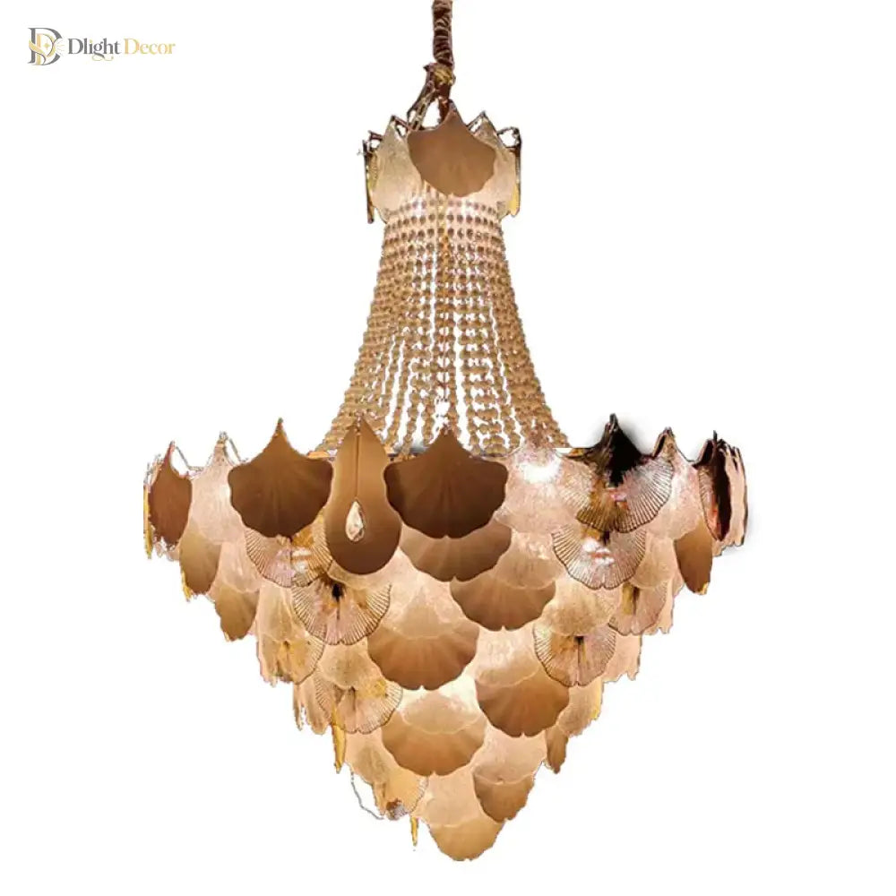 Led Art Deco Autumn Ginkgo Dimmable Hanging Lamps - Luminaire Chandelier Lighting For Dining Rooms