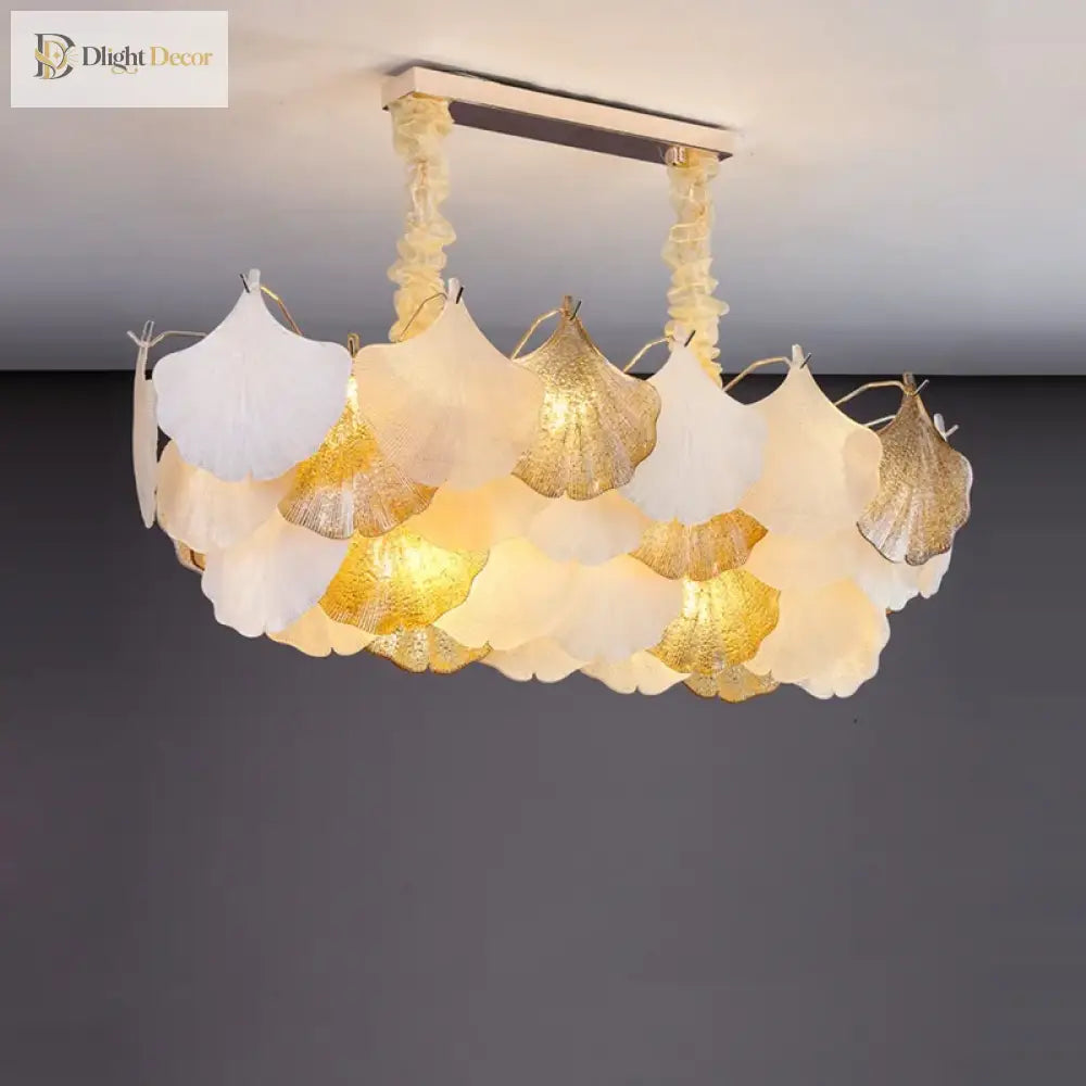 Led Art Deco Autumn Ginkgo Dimmable Hanging Lamps - Luminaire Chandelier Lighting For Dining Rooms