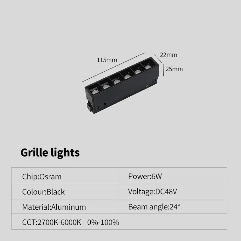 New Magnetic Track Light - Dimmable with Remote Control and 48V LED Ceiling Lamp grille light 6w / Warm white 3000K