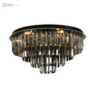 Smoke gray crystal ceiling fixture with layered profile