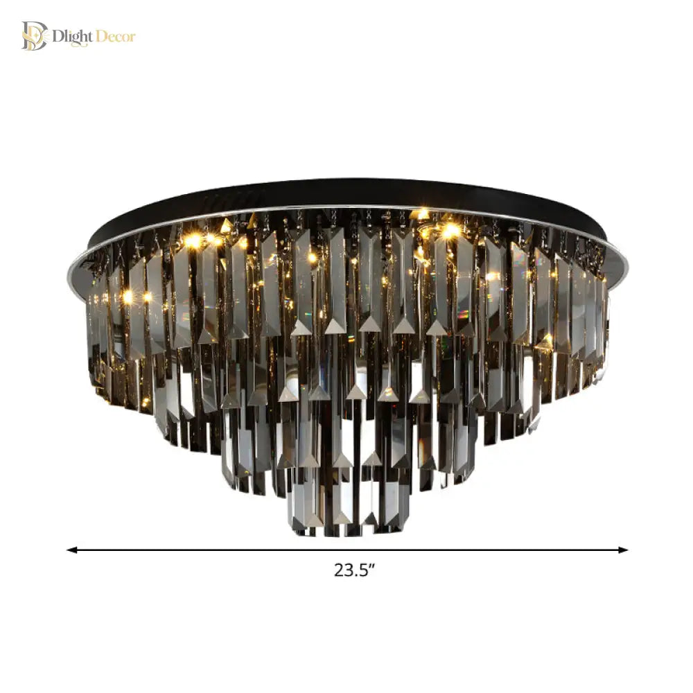 Layered crystal LED ceiling light for dining room focal point
