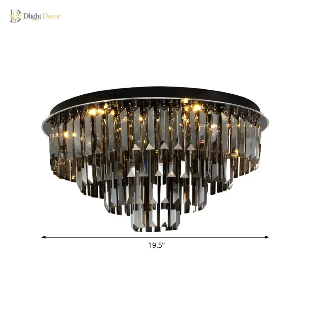 Crystal Symphony flush mount light shown from side angle
