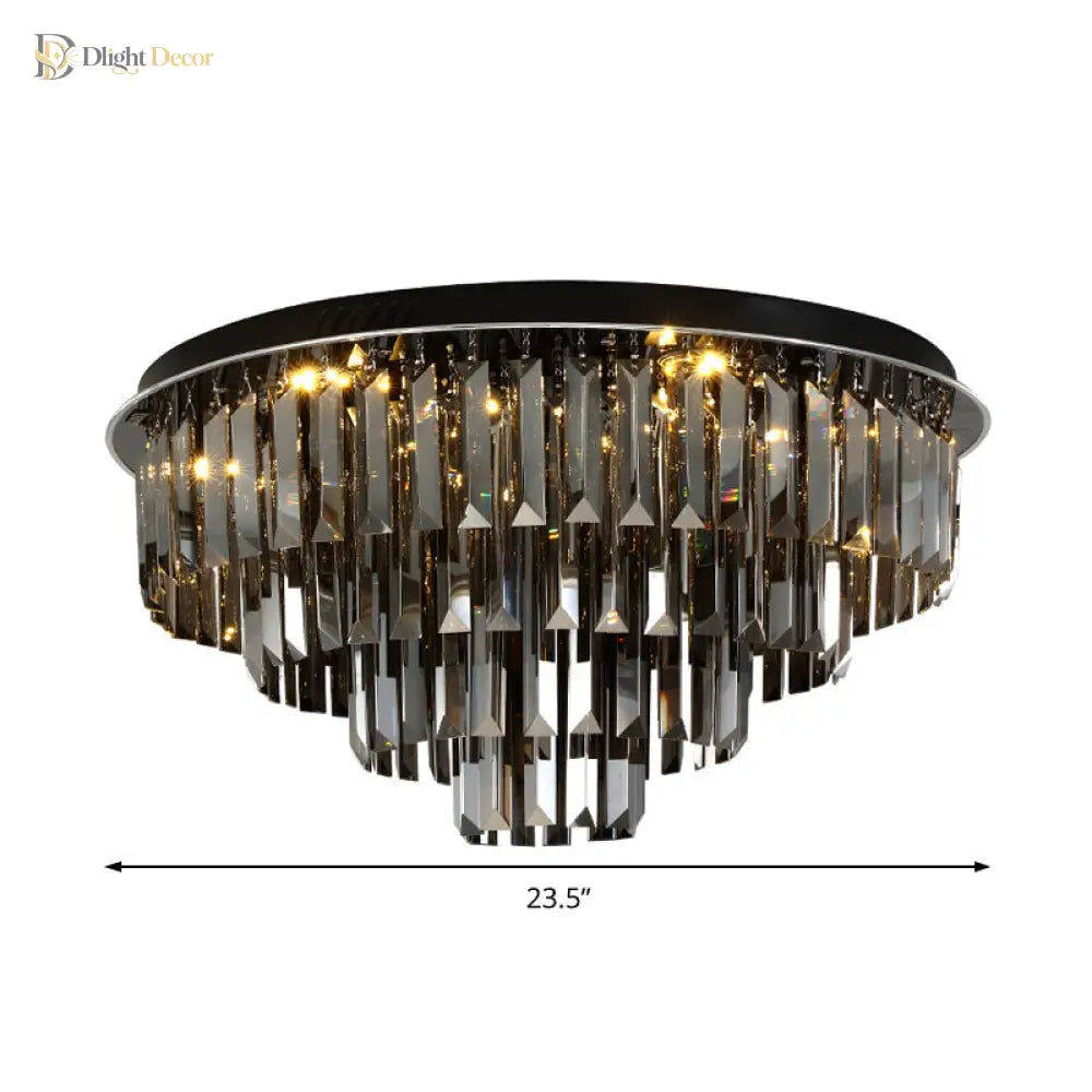 Crystal Symphony layered ceiling light with integrated LED glow