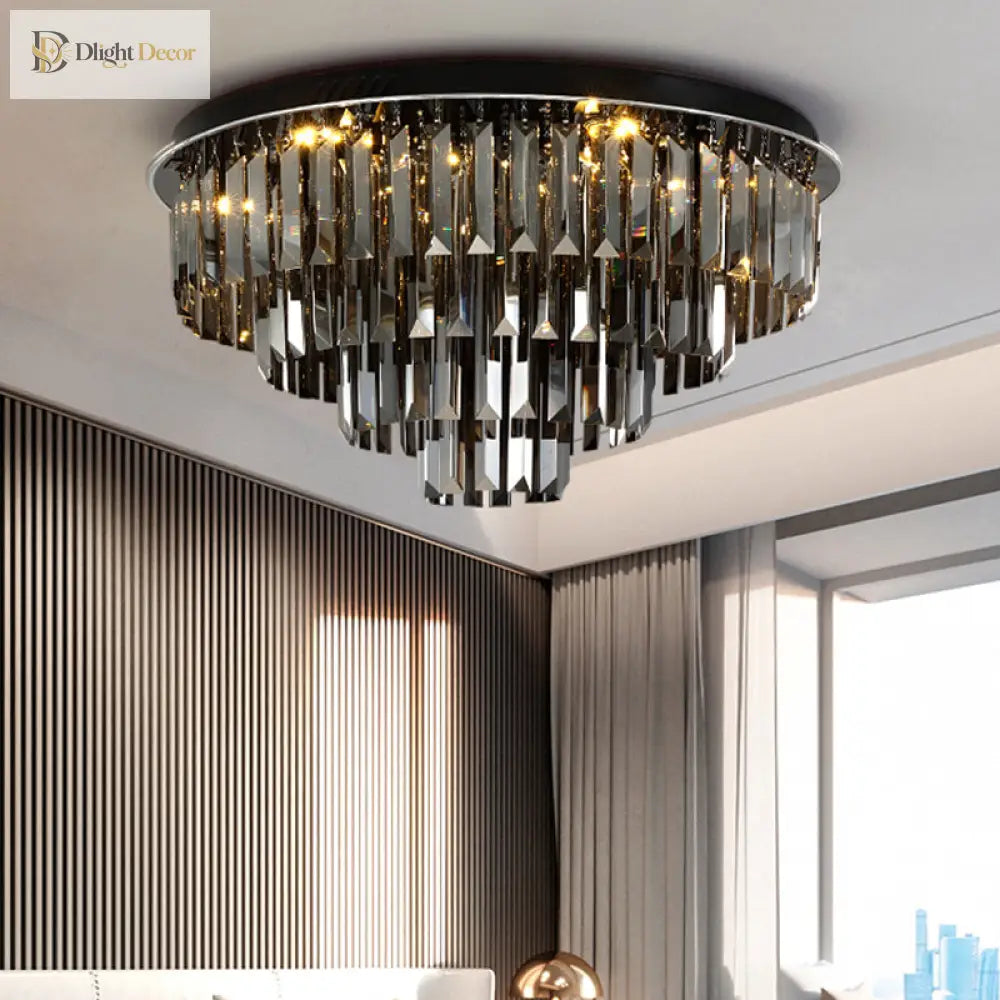 Crystal Symphony Layered LED Ceiling Light large smoke gray variant